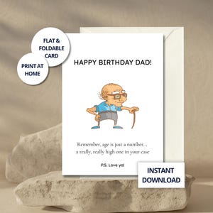 Geburtstagskarte für Papa Lustige Altern Karte Humorvoll für Ihn Druckbare Grußkarte für Papa Lustige Witz Geschenk für Vater Sofort Download Karte