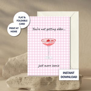 Carte d'anniversaire pour elle à imprimer, cadeau girly pour Bestie, carte à téléchargement immédiat pour amie, carte de voeux impertinente, cadeau esthétique rose pour elle