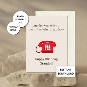 Tarjeta de felicitación para abuelo, divertida tarjeta imprimible de broma para él, regalo de humor de los nietos, tarjeta de cumpleaños divertida para el abuelo, tarjeta sencilla divertida