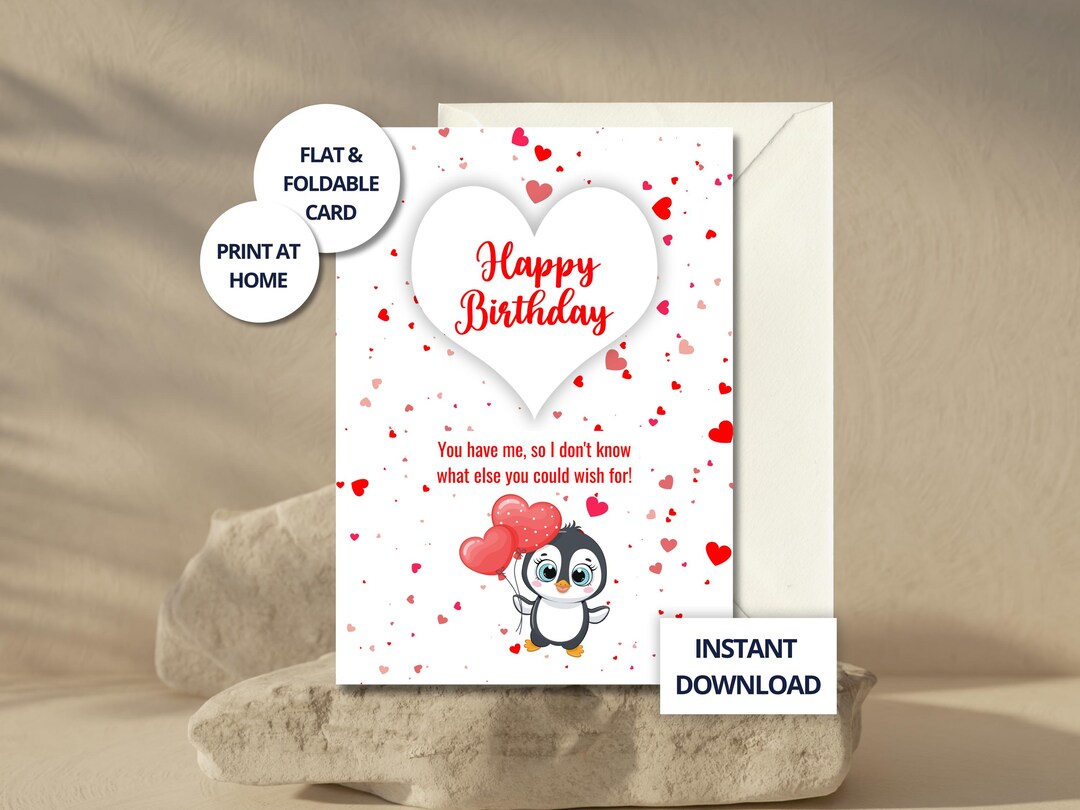 Birthday Card for Boyfriend Printable, Love Birthday Card for Him ...