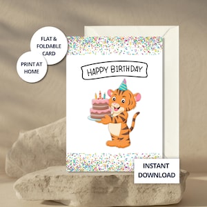 Biglietto di auguri di compleanno per bambini con animali, biglietto di auguri digitale per bambini, download istantaneo per figlia, biglietto di auguri di compleanno stampabile per lei, biglietto colorato per bambina