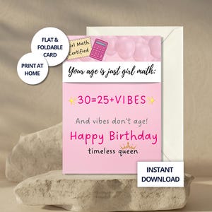 Biglietto di auguri per il 30° compleanno delle migliori amiche, biglietto di auguri per il suo compleanno, regalo divertente per lei, biglietto rosa stampabile per la sua migliore amica, citazione estetica carina