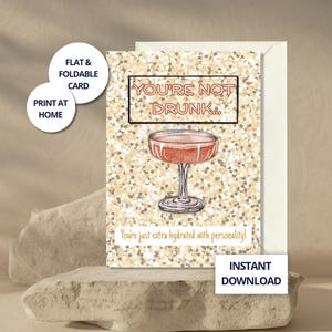 Carte d'anniversaire pour meilleure amie Carte d'humour drôle d'alcool pour carte de cocktail Bestie Carte d'anniversaire numérique imprimable scintillante pour sa carte Girly
