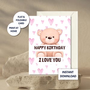 Biglietto di auguri di compleanno romantico per lei, biglietto stampabile dal fidanzato, biglietto "Ti amo" significativo per lei, biglietto di auguri di compleanno carino per la fidanzata di San Valentino