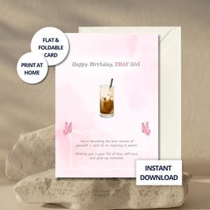 Geburtstagskarte für die Freundin, Inspo Girly Karte, alles Gute zum Geburtstag für die beste Freundin, druckbare Geburtstagskarte für die Freundin, ästhetische Geburtstagskarte für Sie
