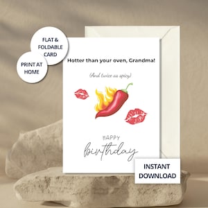 Tarjeta de cumpleaños para abuela, divertida tarjeta de felicitación para abuela de nieta, tarjeta imprimible para ella, atrevida tarjeta de cumpleaños para abuela glamurosa.