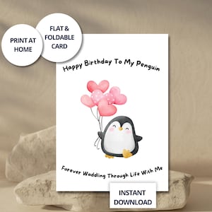 Carte d'anniversaire mignonne carte de voeux pingouin pour petit ami carte spéciale joyeux anniversaire avec pingouin carte d'anniversaire pour lui avec message spécial