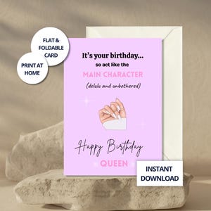 Birthday Card for Best Friend Printable Greeting Card for Her Girly Aesthetic Card Sassy for Friend Instant Download Card for Bestie Gift