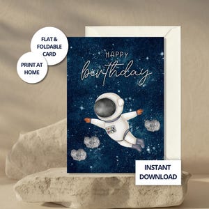 Astronaut Birthday Card for Little Boy Space Card Instant Download Digital Birthday Card for Him Printable Boy Last Minute Birthday Card
