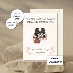 Carte d'anniversaire pour meilleure amie Carte girly amusante pour meilleure amie Carte de voeux esthétique beige pour elle Cadeau imprimable de Bestie à Bestie