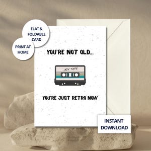 Cartão de aniversário engraçado para o pai, cartão de aniversário retrô para impressão, download digital para ele, cartão vintage estético para o pai, download instantâneo