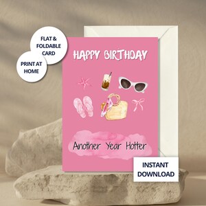 Tarjeta de cumpleaños para un regalo de moda para tu mejor amiga, tarjeta imprimible estética de verano para una adolescente, tarjeta de felicitación de descarga instantánea en color rosa para tu mejor amiga.