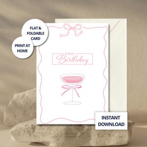 Elegante Geburtstagskarte für Frauen, Champagner Geburtstagskarte, Sofort Download Geburtstagskarte, Geburtstagskarte Grußkarte, Printable