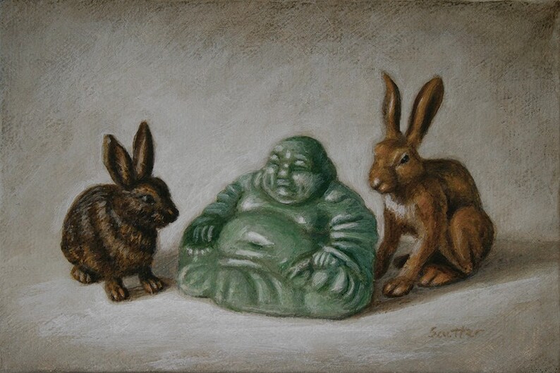 Buddha and rabbits Etsy
