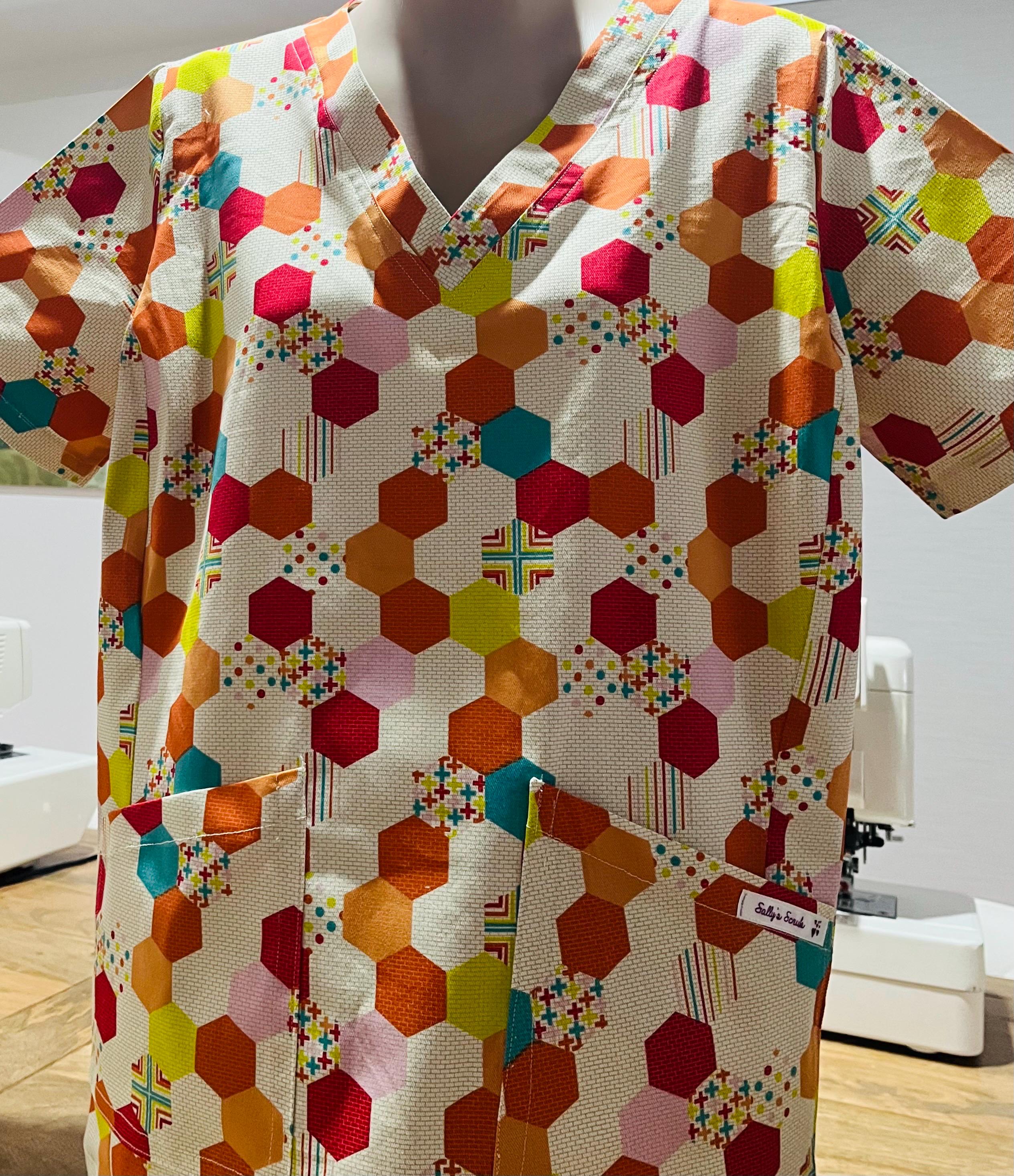 Lovely Geo Scrub Top for Women Fashionable Medical Uniform, Beautiful ...