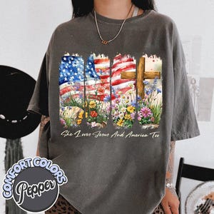 She Loves Jesus and America Too Comfort Colors Shirt, Independence Day, Christian Shirt, 4th of July Shirt, America Retro Shirt, USA Shirt