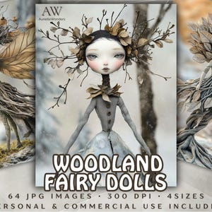 Woodland Fairy Dolls Junk Journal Kit, Celestial Fae Ephemera, Cottagecore Scrapbook Paper (Digital Download)