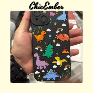 iPhone 11, iPhone 16, iPhone 15, iPhone 13, iPhone 12, iPhone 14 Pro Max, iPhone Mini, iPhone XR, iPhone XS, iPhone X, iPhone 7, iPhone 8 Plus, iPhone SE2, Cartoon Dinosaur Floral Phone Case, Colorful Soft Cover | Cute and Durable Design