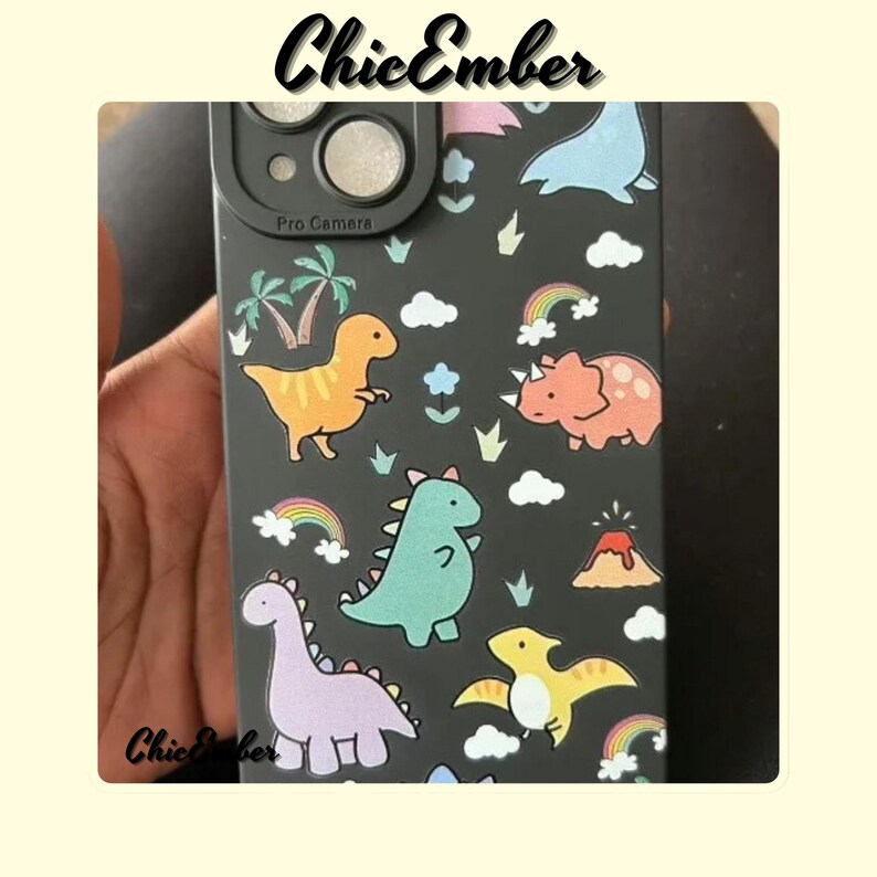 iPhone 11, iPhone 16, iPhone 15, iPhone 13, iPhone 12, iPhone 14 Pro Max, iPhone Mini, iPhone XR, iPhone XS, iPhone X, iPhone 7, iPhone 8 Plus, iPhone SE2, Cartoon Dinosaur Floral Phone Case, Colorful Soft Cover | Cute and Durable Design