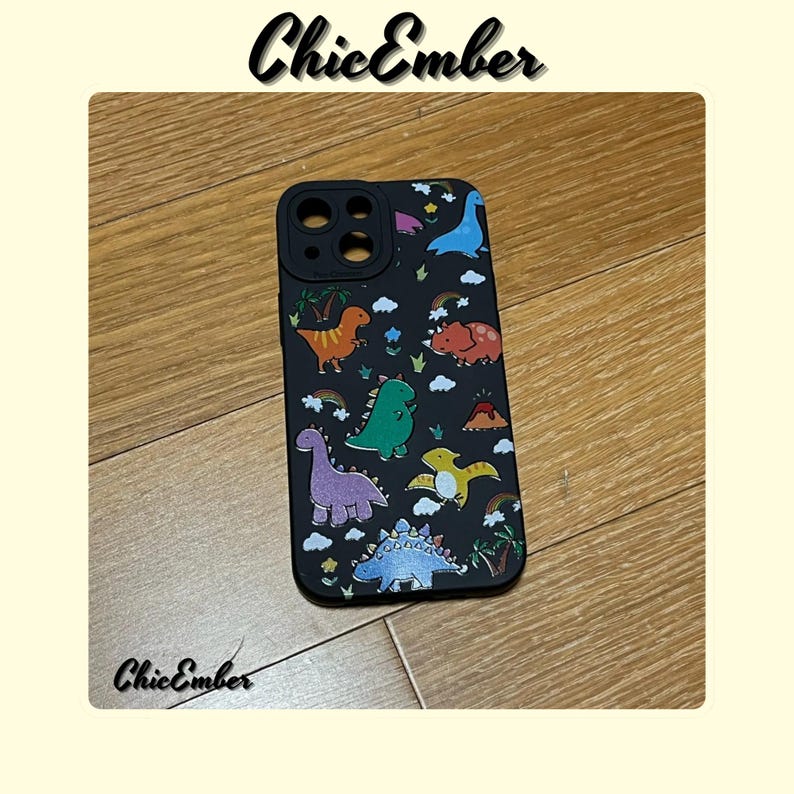 iPhone 11, iPhone 16, iPhone 15, iPhone 13, iPhone 12, iPhone 14 Pro Max, iPhone Mini, iPhone XR, iPhone XS, iPhone X, iPhone 7, iPhone 8 Plus, iPhone SE2, Cartoon Dinosaur Floral Phone Case, Colorful Soft Cover | Cute and Durable Design