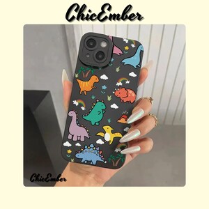 iPhone 11, iPhone 16, iPhone 15, iPhone 13, iPhone 12, iPhone 14 Pro Max, iPhone Mini, iPhone XR, iPhone XS, iPhone X, iPhone 7, iPhone 8 Plus, iPhone SE2, Cartoon Dinosaur Floral Phone Case, Colorful Soft Cover | Cute and Durable Design