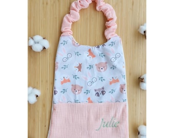 Tovagliolo da pranzo elasticizzato ricamato per la scuola materna – Motivo orsetto – Tessuto in spugna di bambù – Ritorno a scuola – Ampia scelta di tessuti e ricami