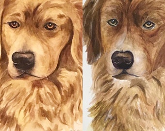 Golden Retriever Watercolor, Original Artwork, Golden Retriever, Yellow Dog Watercolor, 9 x 12 Original Retriever Watercolor