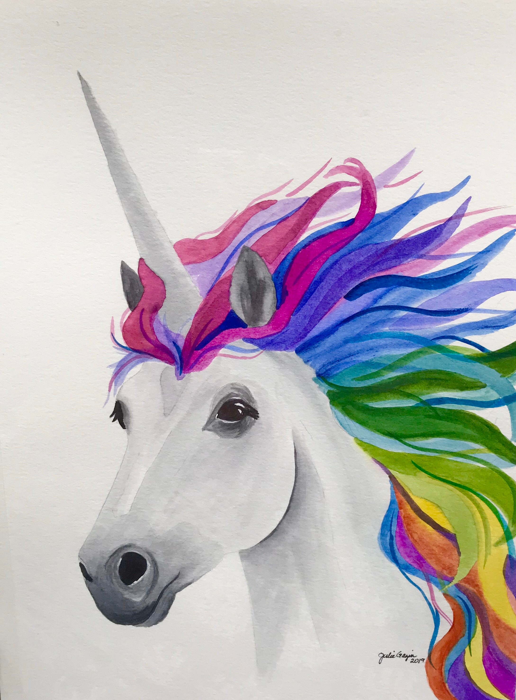 Unicorn Watercolor Vibrant Unicorn Watercolor Original Etsy