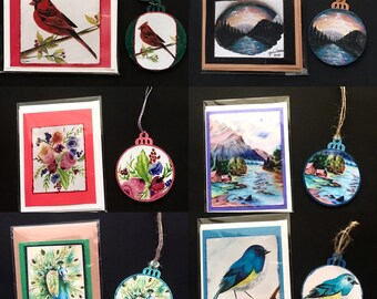 Card & Ornament Gift Set, Art Greeting Card Sets, Art Ornament Sets, Original Art Sets, Seascapes, Pets, Peacocks, Landscapes, Ships