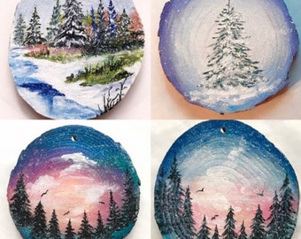 Hand Painted Ornaments, Northern Lights Ornament, Floral Ornament, Artwork Ornaments, Northwoods Ornament, Packer Ornament, Owl Ornament