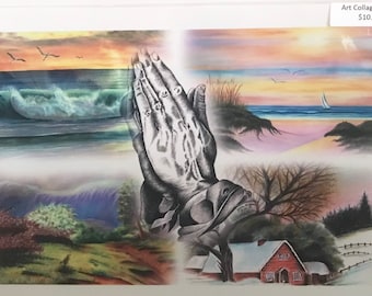 Colage Art, My Artwork, 8 x 10 Print, Winter Scene, Beach Scene, God's Work, God's Creation