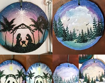 Hand Painted Ornaments, Northern Lights Ornaments, Artwork Ornaments, Northwoods Ornament, Christmas Ornaments