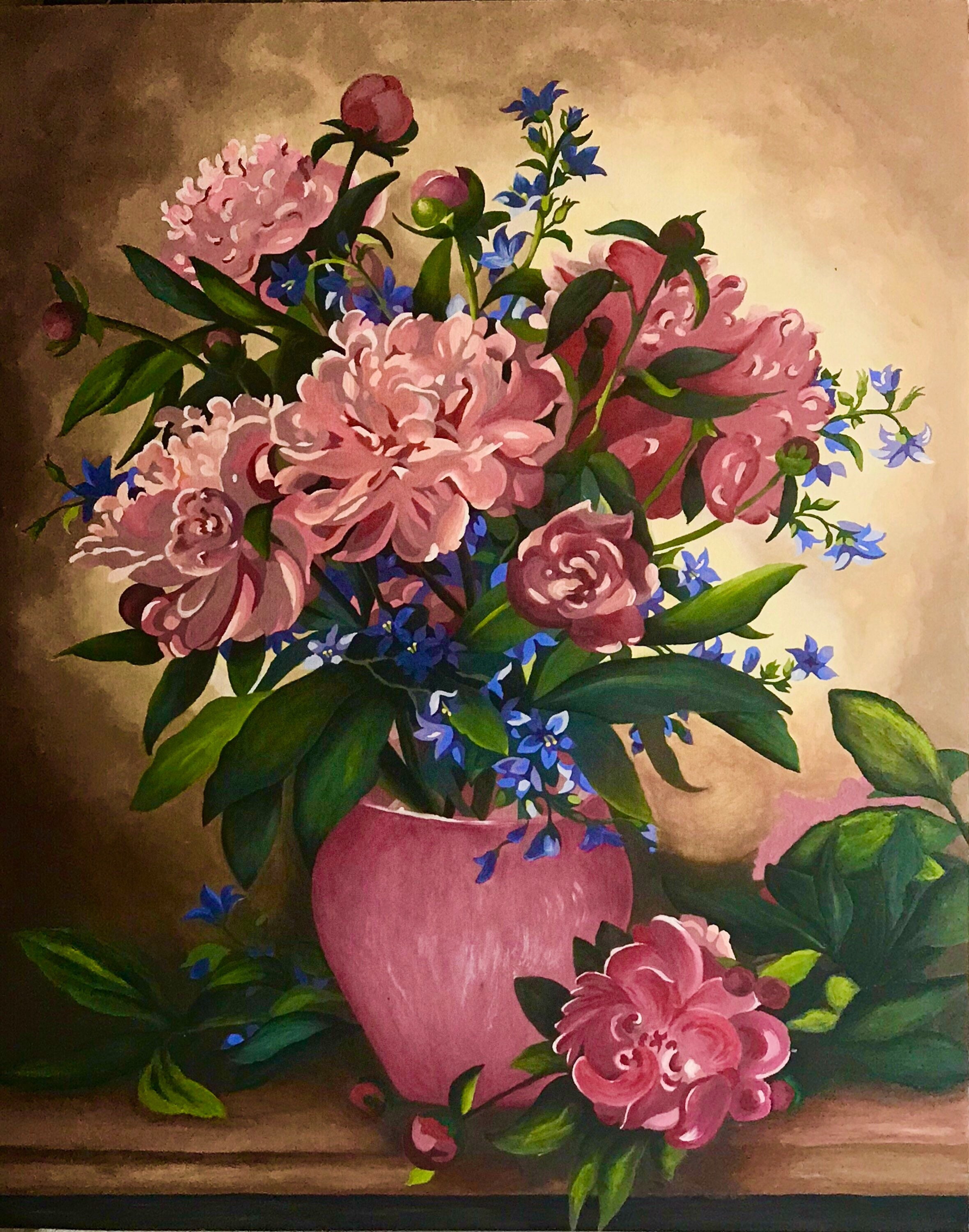 Flower painting print by Paul Theodor van Brussel | Posterlounge Flowers painting display picture 1