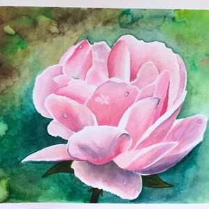 Rose Watercolor, Original Watercolor Rose, Rose, Pink Rose, Rose Painting, Pink Rose Painting