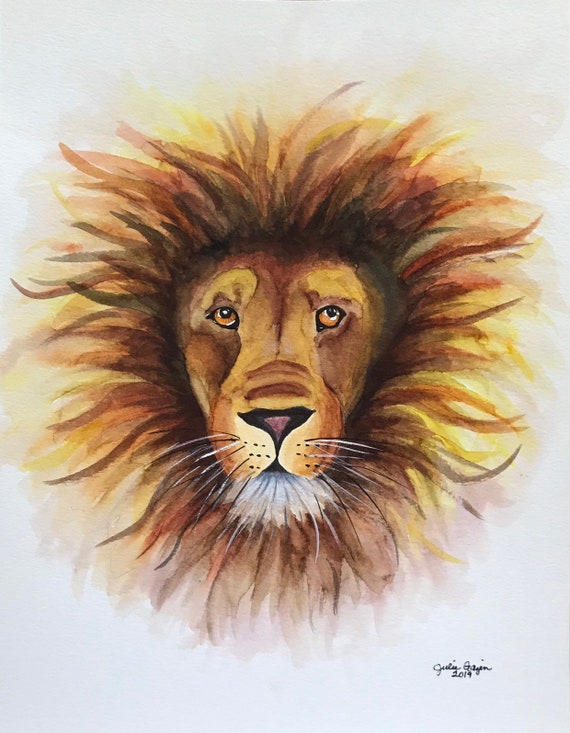Lion Watercolor, Original Artwork, Lions, Male Lion, Male Lion Watercolor,  x 12 Original Lion Watercolor