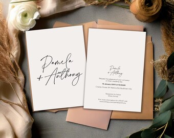Wedding Invite With/Without Photo Template | Editable Minimalist Wedding Invite | Modern Wedding Invite | Photo Wedding Invite| Printable