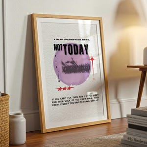 Póster con la letra de "Not Today" de BTS – Arte mural digital para el ejército del Kpop - Motivación diaria para la decoración - Ámate a ti mismo