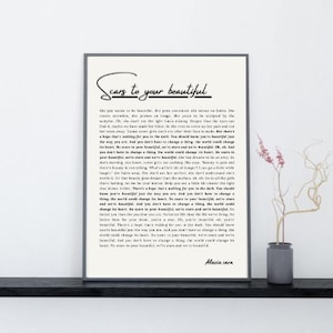 Digital download custom Lyric poster Wall art - Lyric print - home decor - room decor - music poster - gift -birthday gift - gift for her