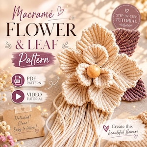 Makramee-Anleitung: "Blüte mit Blatt" | PDF + Video | Schritt-für-Schritt-Anleitung für Anfänger