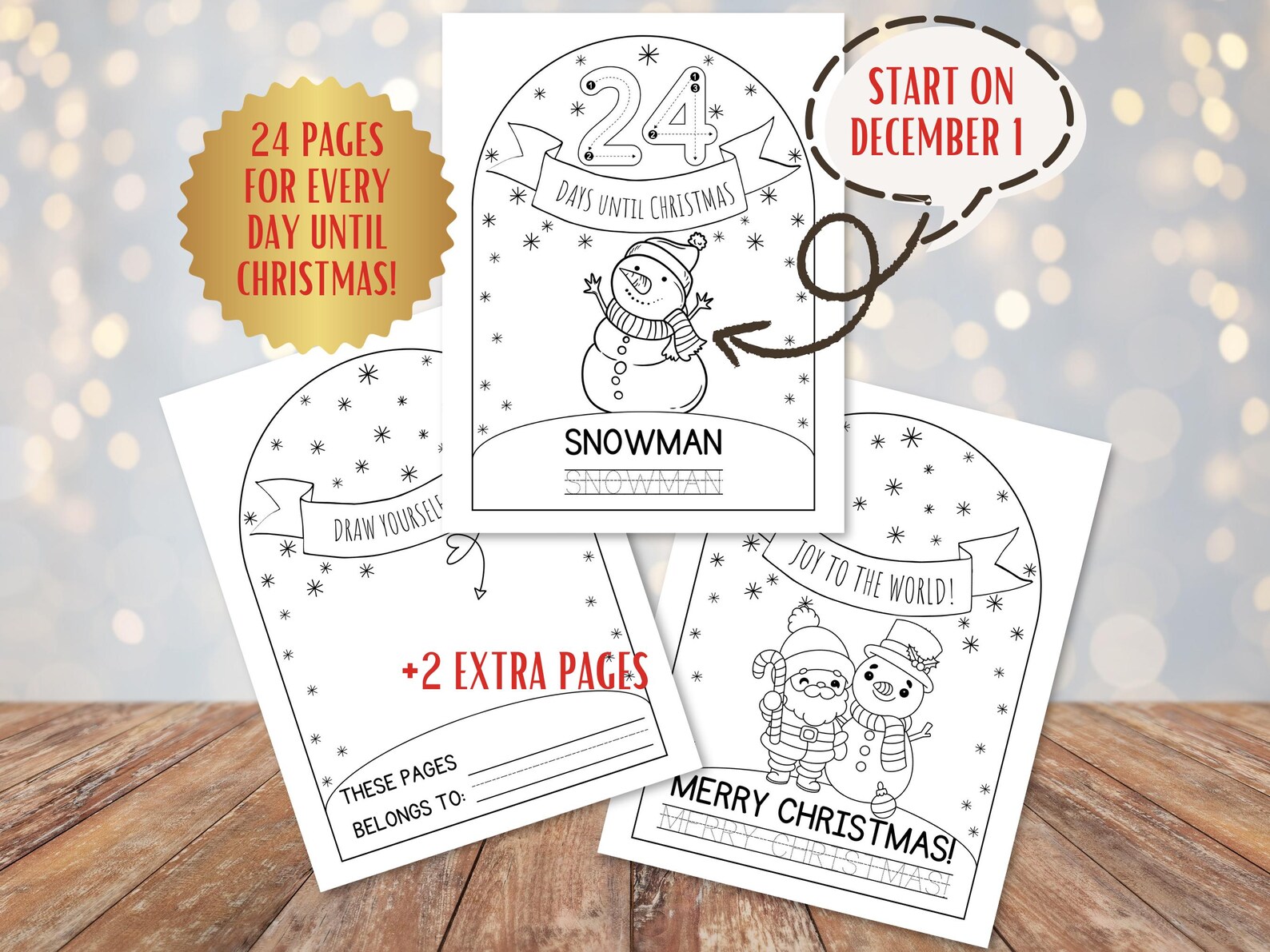 Christmas Countdown Coloring Pages Digital Download • Advent Calendar ...