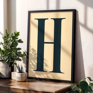 Typographic Letter H Digital Download Print, Alphabet Print