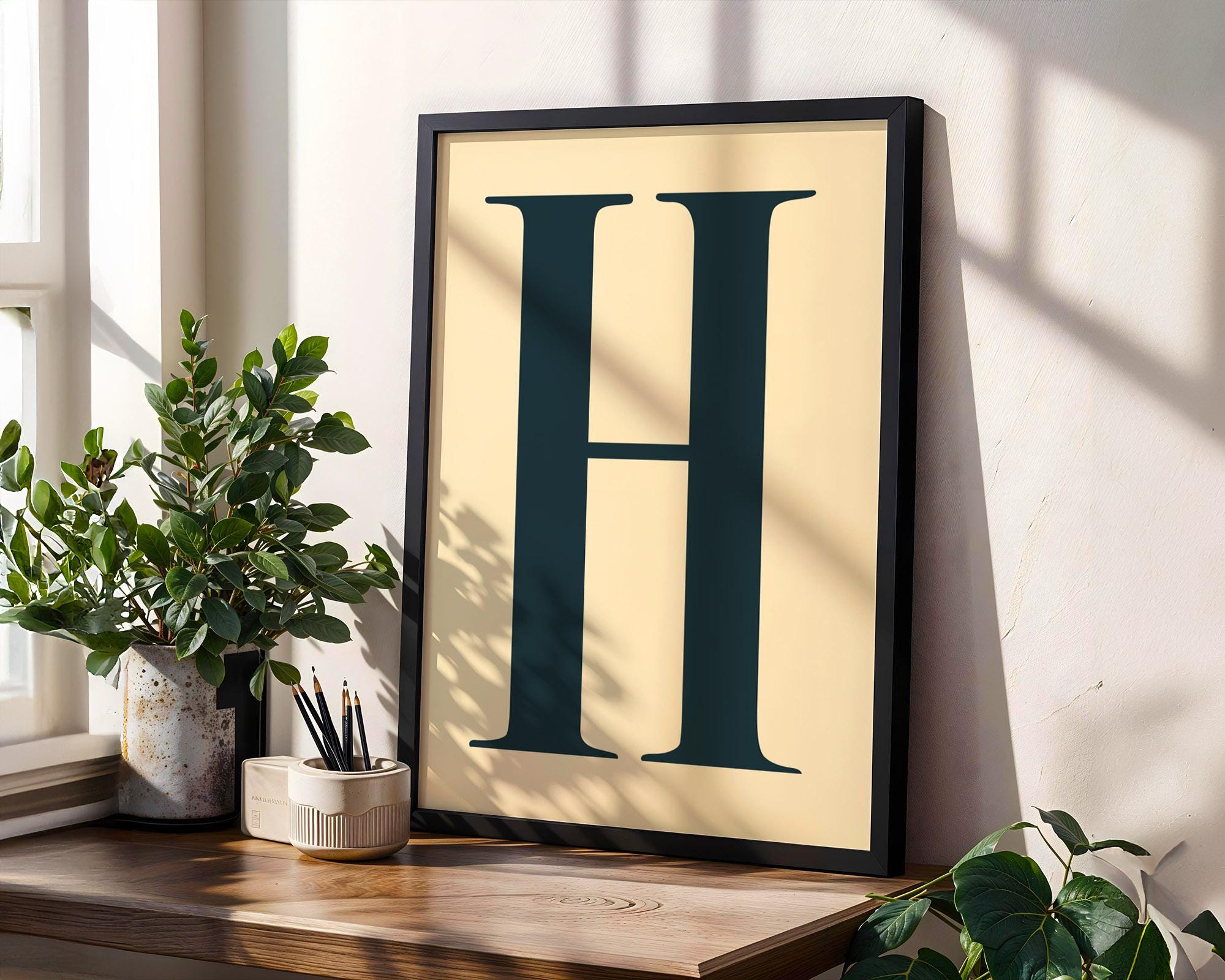 Typographic Letter H Digital Download Print, Alphabet Print