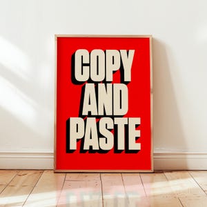Impresión artística gráfica para copiar y pegar: póster tipográfico moderno en rojo y negro / ENVÍO
