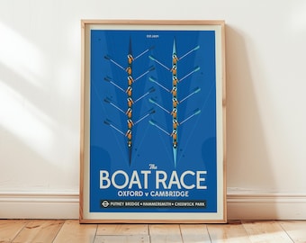 Oxford Cambridge Boat Race Print | Oxford Print | Cambridge Poster | London Travel Poster | SHIPPED