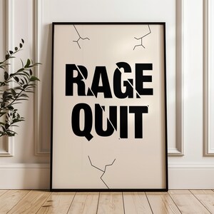 Stampa da giocatore, poster "Rage Quit", arredamento per camera da letto per ragazzi, arredamento da giocatore, poster da giocatore / Stampato e spedito