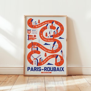 Paris-Roubaix Cobbled Classic Print | "Sunday in Hell" Cycling Art | Road Bike Poster | Hell of the North Gift  | Cycle Decor | SHIPPED