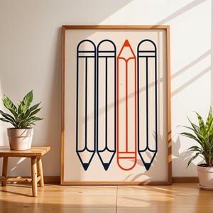 Bleistift Kunst Poster, Bleistift Druck, Künstler Druck, Moderne Kunstdruck Download, Künstler Geschenk, Illustrator Geschenk