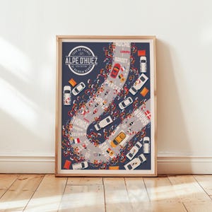 Alpe d&#39;Huez Tour De France Cycling Print | Cycling Poster | SHIPPED