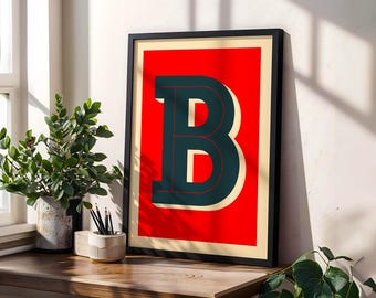 Typographic Letter B Digital Download Print, Alphabet Print