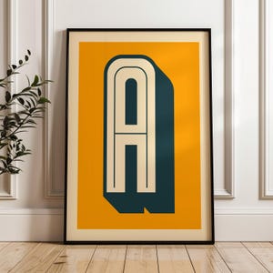 Typographic Letter A Digital Download Print, Alphabet Print